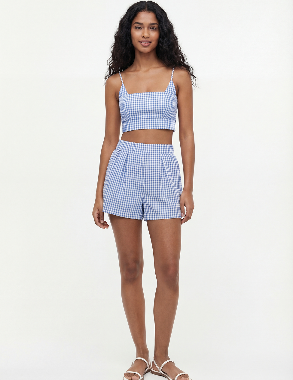 Checkered tank in baby blue