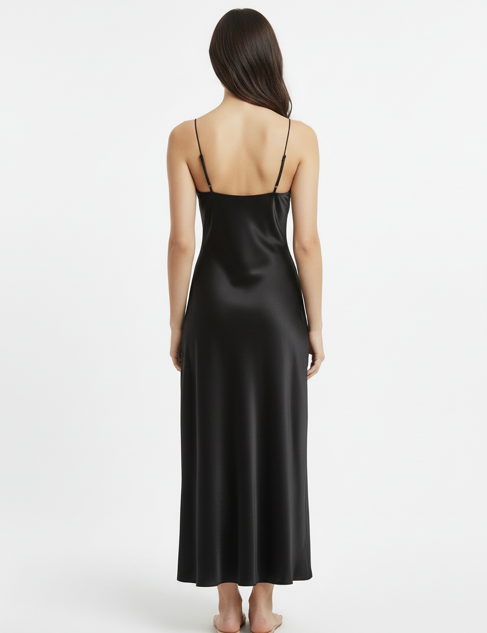 V-neck slip dress in black