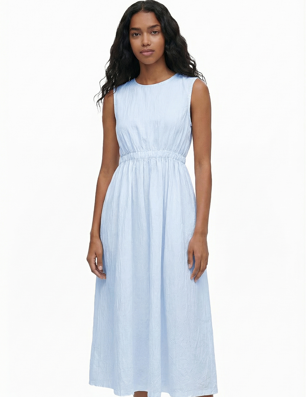Portrait dress in baby blue