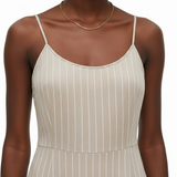 Striped tank dress in beige