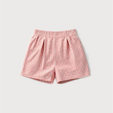 Checkered shorts in red